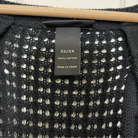 Black Mesh Short Sleeve Top | 22/24 Waffle Mesh Low Cut | Goth Alternative - Picture 2 of 6